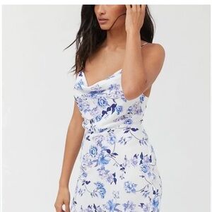 Urban outfitters white and blue floral slip dress